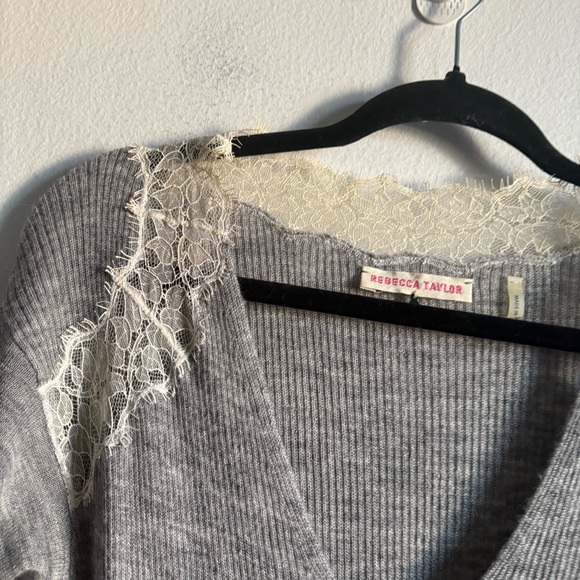 Rebecca Taylor Sz S Grey Wool Alpaca Lace Ballerinacore Feminine Fall Dress - Picture 4 of 15